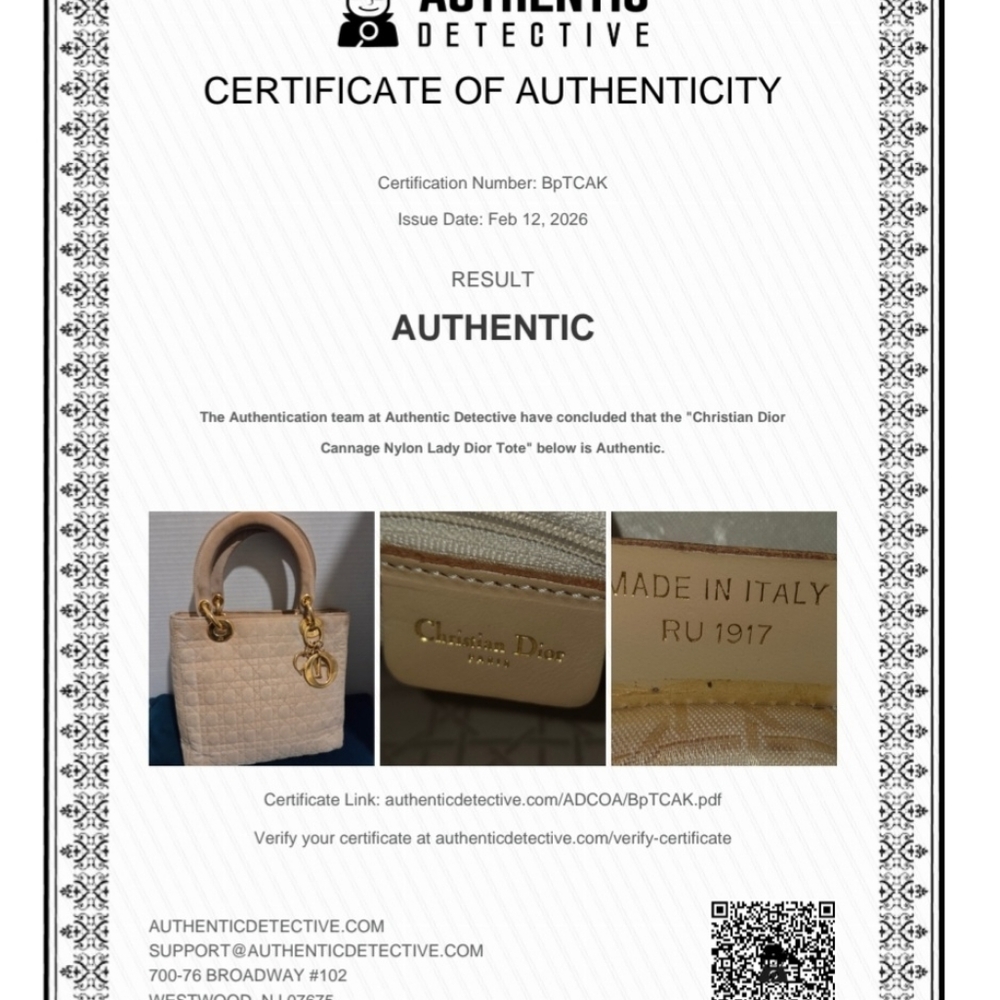 Christian Dior Vintage Lady Dior Bag Cannage Tan Quilt Nylon Medium COA included - Picture 15 of 15